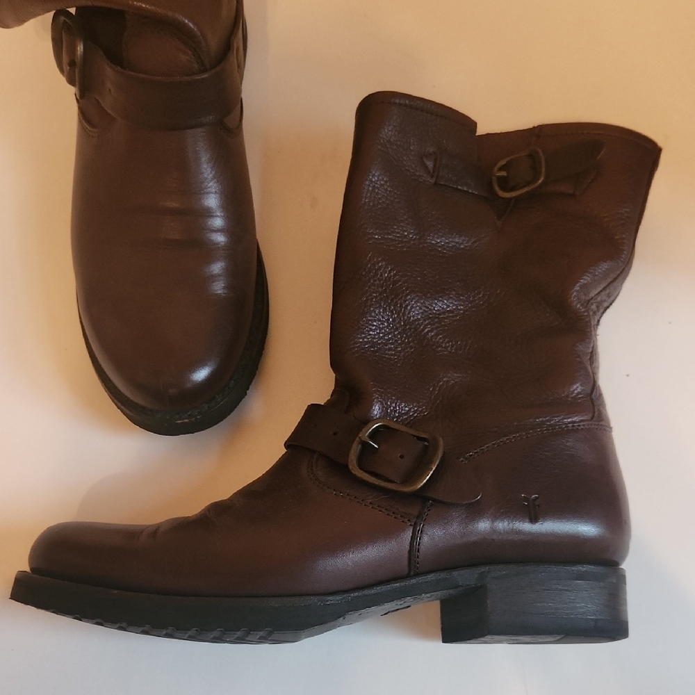 Frye Brown Leather Viv Engineer Boots